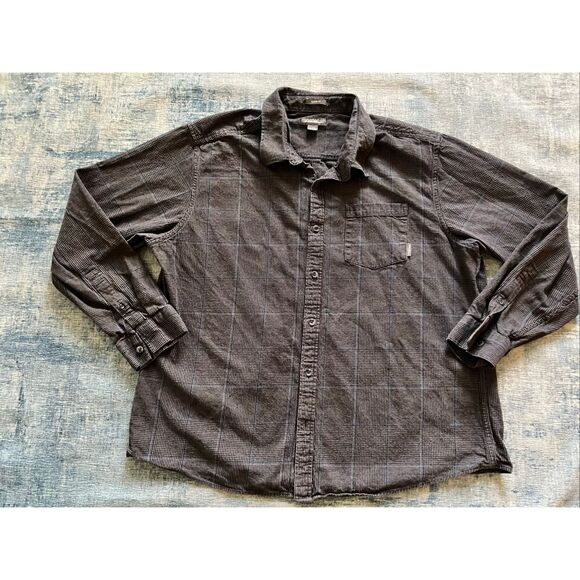 Eddie Bauer Black Gray Blue Plaid Long Sleeve Button Down Shirt 2XL - Picture 1 of 6